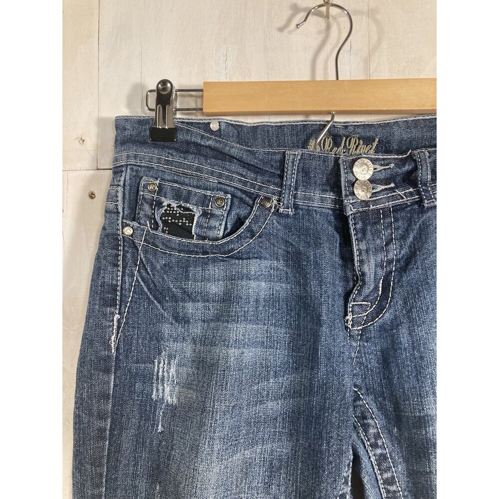 Y2k Red Rivet Bootcut Jeans Women’s Sz 9 Medium W… - image 3